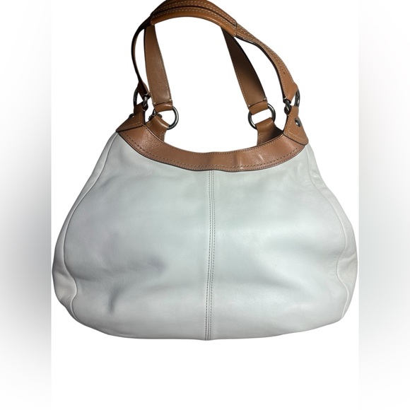 Coach Soho Small Leather Hobo Bag White Tan Buckle Shoulder Bag - Picture 2 of 12